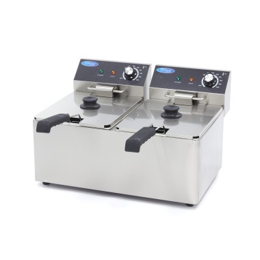 Maxima - Friteuse professionnelle - 2 x 8L - 2 paniers - jusqu'à 2,8 kg de frites