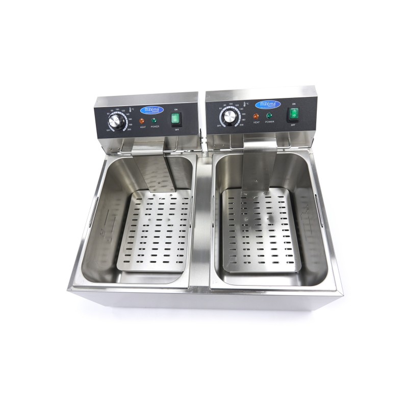 Maxima - Friteuse - 2 x 11L - 2 paniers - jusqu'à 2,8 kg de frites