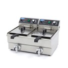 Maxima - Friteuse - 2 x 10L - 2 Paniers - avec Robinet de Vidange