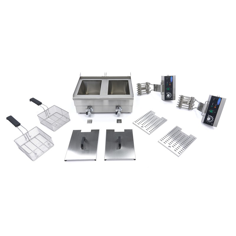 Maxima - Friteuse - 2 x 10L - 2 Paniers - avec Robinet de Vidange