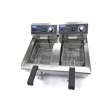 Maxima - Friteuse - 2 x 10L - 2 Paniers - avec Robinet de Vidange