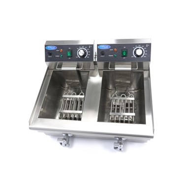 Maxima - Friteuse - 2 x 10L - 2 Paniers - avec Robinet de Vidange