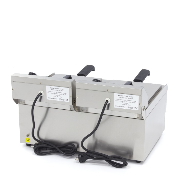 Maxima - Friteuse - 2 x 10L - 2 Paniers - avec Robinet de Vidange