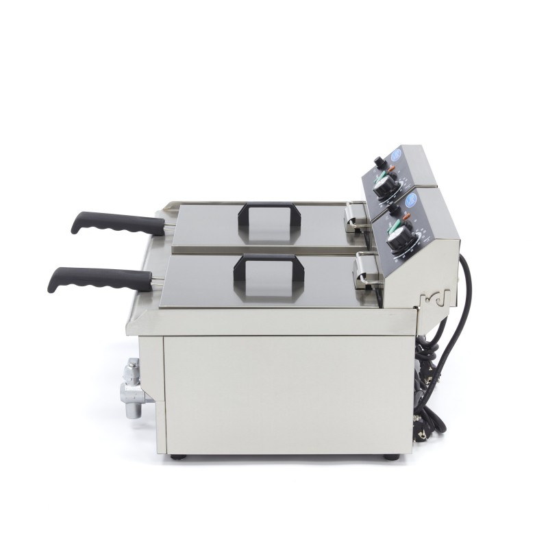Maxima - Friteuse - 2 x 10L - 2 Paniers - avec Robinet de Vidange