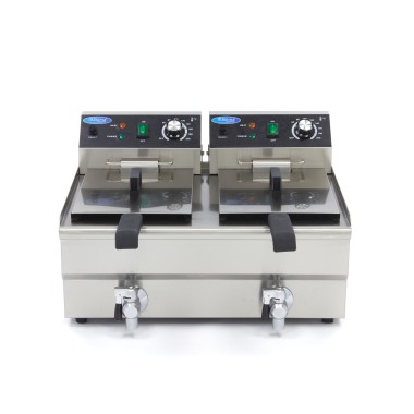 Maxima - Friteuse - 2 x 10L - 2 Paniers - avec Robinet de Vidange