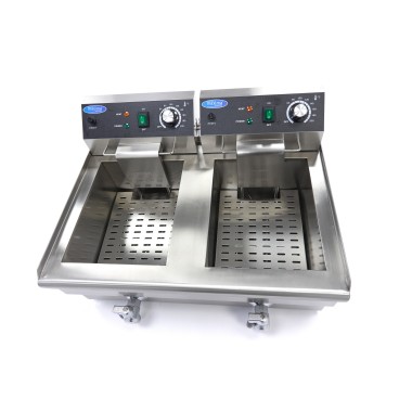 Maxima - Friteuse - 2 x 13L - 2 paniers - avec robinet de vidange