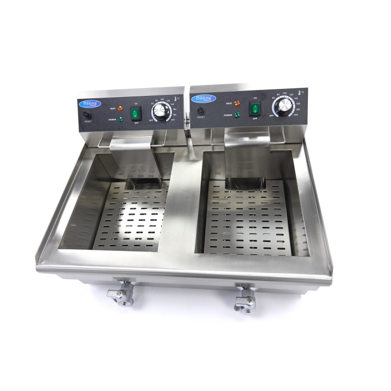 Maxima - Friteuse - 2 x 13L - 2 paniers - avec robinet de vidange