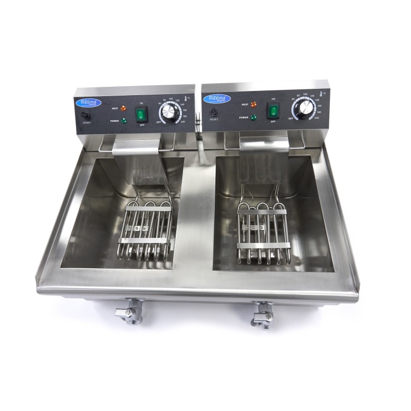 Maxima - Friteuse - 2 x 13L - 2 paniers - avec robinet de vidange