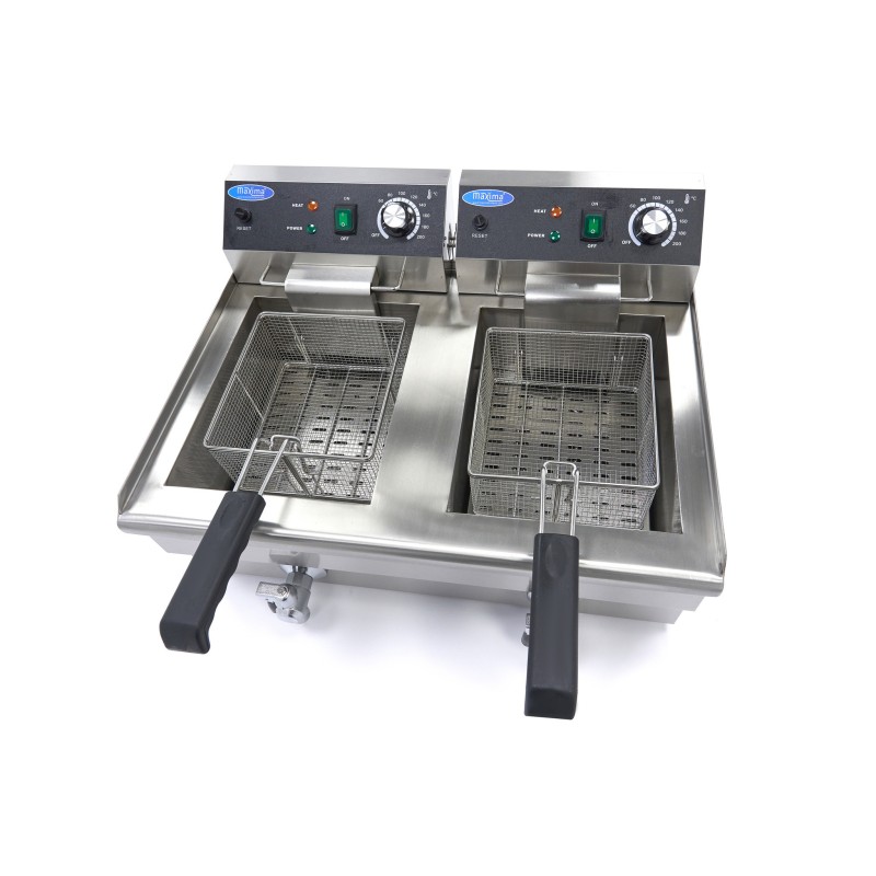 Maxima - Friteuse - 2 x 13L - 2 paniers - avec robinet de vidange