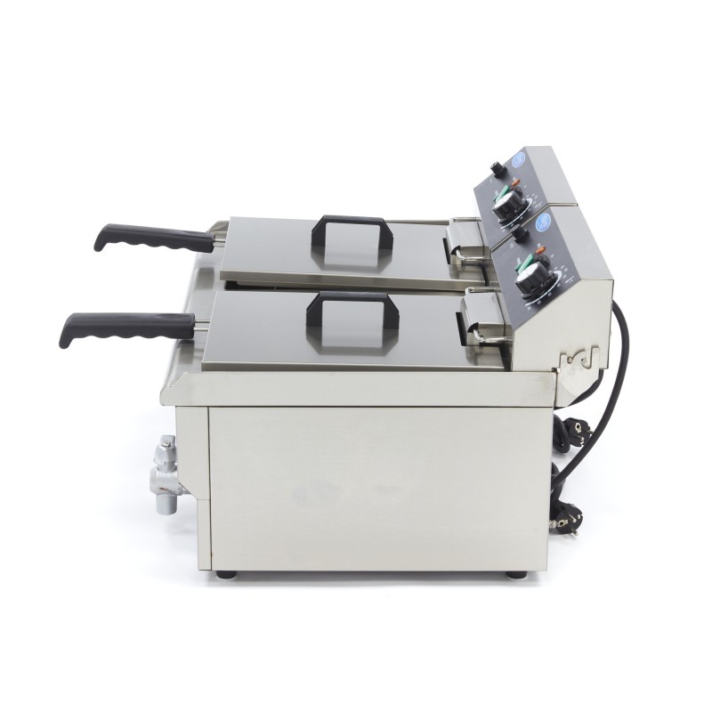 Maxima - Friteuse - 2 x 13L - 2 paniers - avec robinet de vidange