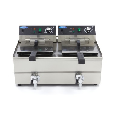 Maxima - Friteuse - 2 x 13L - 2 paniers - avec robinet de vidange
