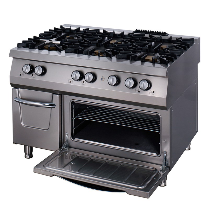 Maxima - Cuisinière Premium - 6 brûleurs - Triple unité - Profondeur de 90cm - Four inclus - Gaz