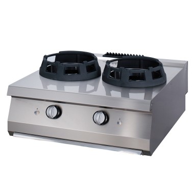 Maxima - Cuisinière à wok premium - 2 anneaux de cuisson de 28,5 cm - Double unité - 90 cm de profondeur - Gaz
