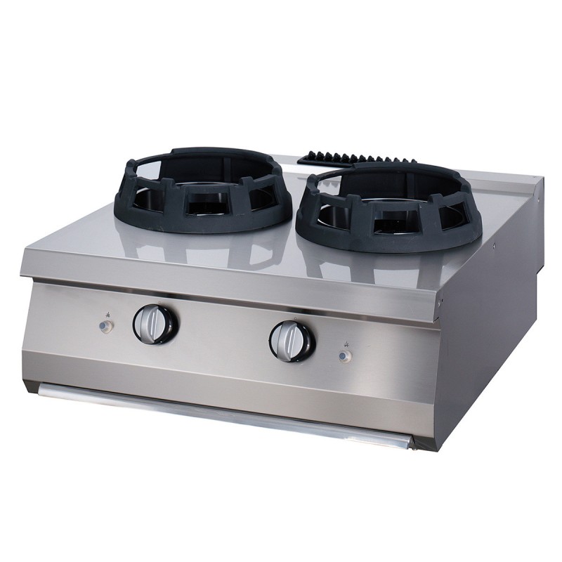 Maxima - Cuisinière à wok premium - 2 anneaux de cuisson de 28,5 cm - Double unité - 90 cm de profondeur - Gaz