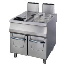 Maxima - Friteuse Premium - 2 x 22L - Double Unité - Profondeur de 90cm - avec Robinet de Vidange - Gaz
