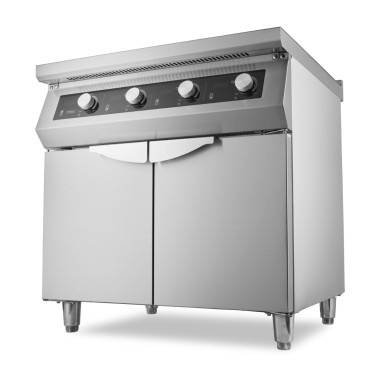 Maxima - Cuisinière - 4 feux - Induction - Profondeur de 70cm - avec support