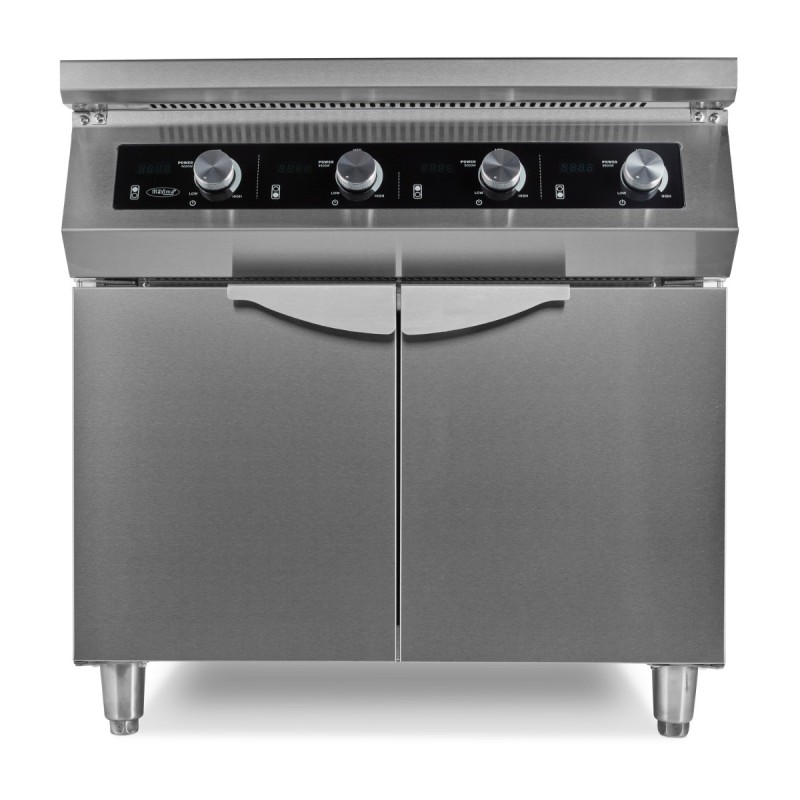 Maxima - Cuisinière - 4 feux - Induction - Profondeur de 70cm - avec support
