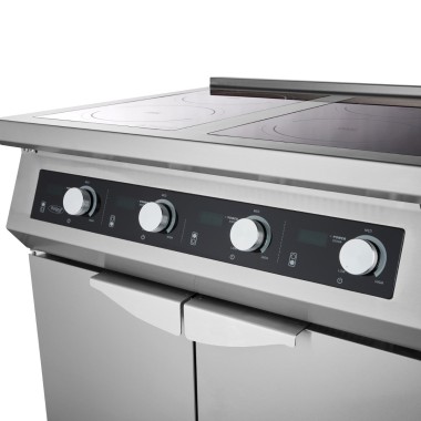 Maxima - Cuisinière - 4 feux - Induction - Profondeur de 70cm - avec support
