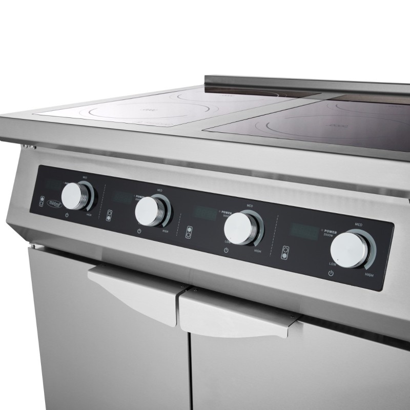 Maxima - Cuisinière - 4 feux - Induction - Profondeur de 70cm - avec support