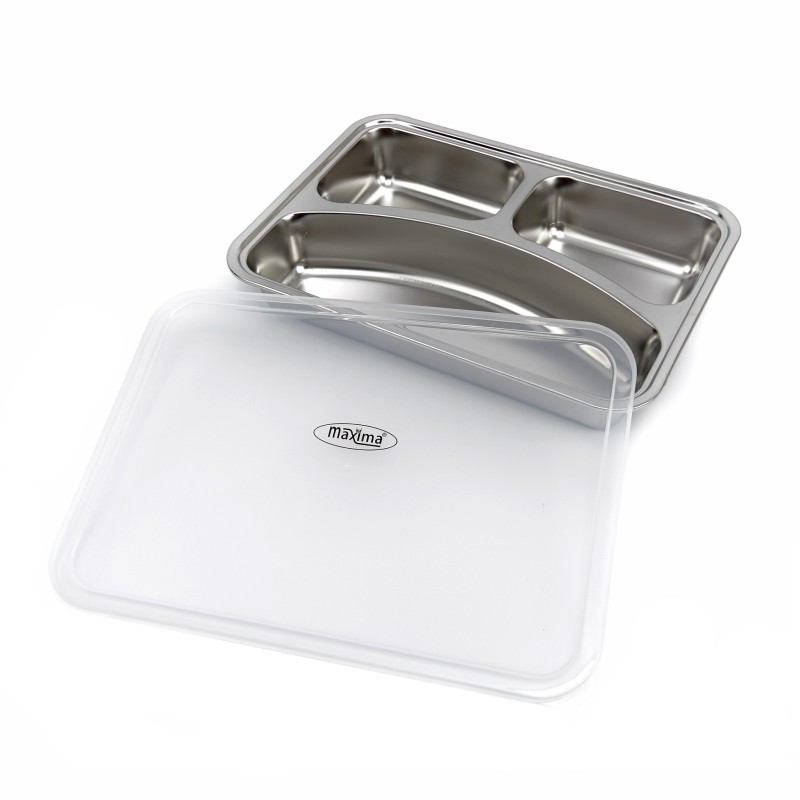 Maxima - Assiette - 3 compartiments - Acier inoxydable - Compatible lave-vaisselle