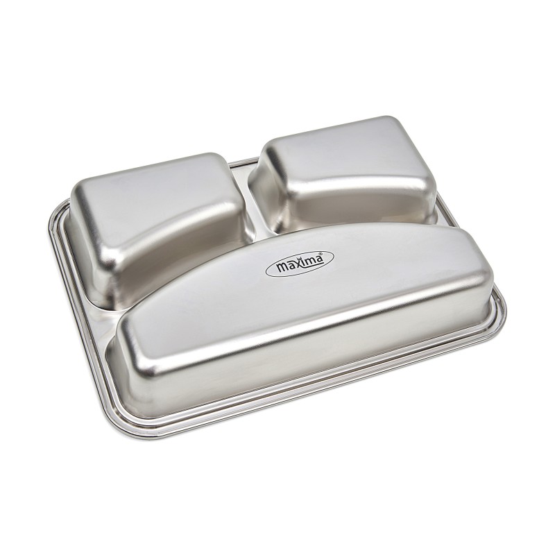 Maxima - Assiette - 3 compartiments - Acier inoxydable - Compatible lave-vaisselle