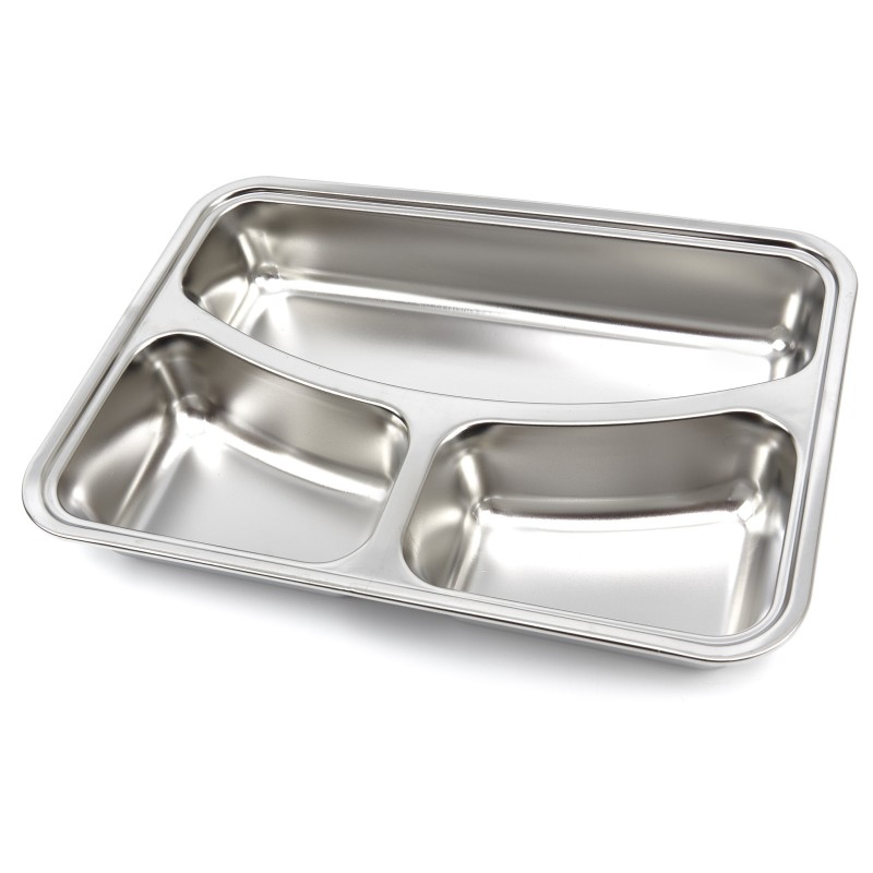 Maxima - Assiette - 3 compartiments - Acier inoxydable - Compatible lave-vaisselle