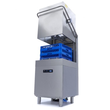 Maxima - Lave-vaisselle à convoyeur - 50 x 50 cm - Avec doseur de liquide de rinçage et de savon - Écran numérique - 400V