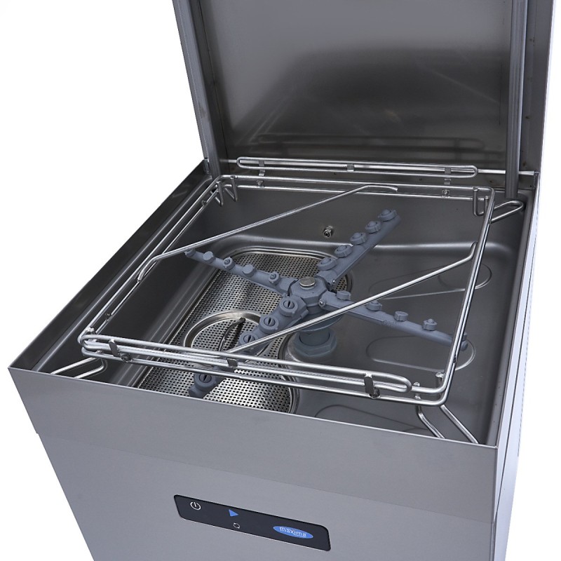 Maxima - Lave-vaisselle à convoyeur - 50 x 50 cm - Avec doseur de liquide de rinçage et de savon - Écran numérique - 400V