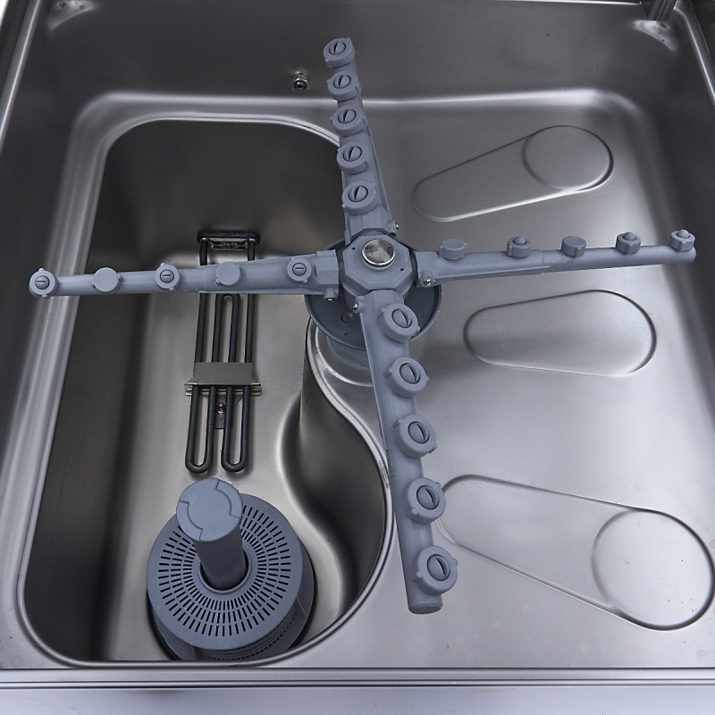 Maxima - Lave-vaisselle à convoyeur - 50 x 50 cm - Avec doseur de liquide de rinçage et de savon - Écran numérique - 400V
