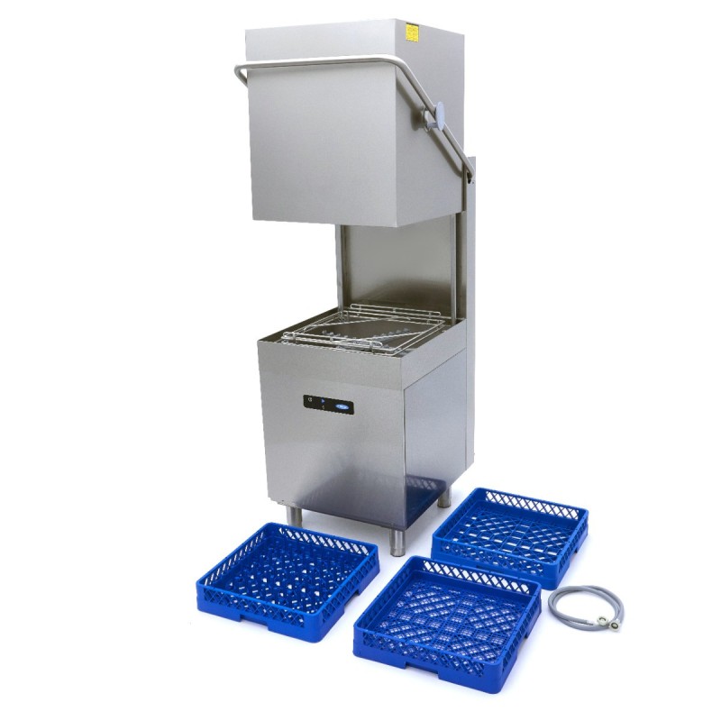Maxima - Lave-vaisselle à convoyeur - 50 x 50 cm - Avec doseur de liquide de rinçage et de savon - Écran numérique - 400V