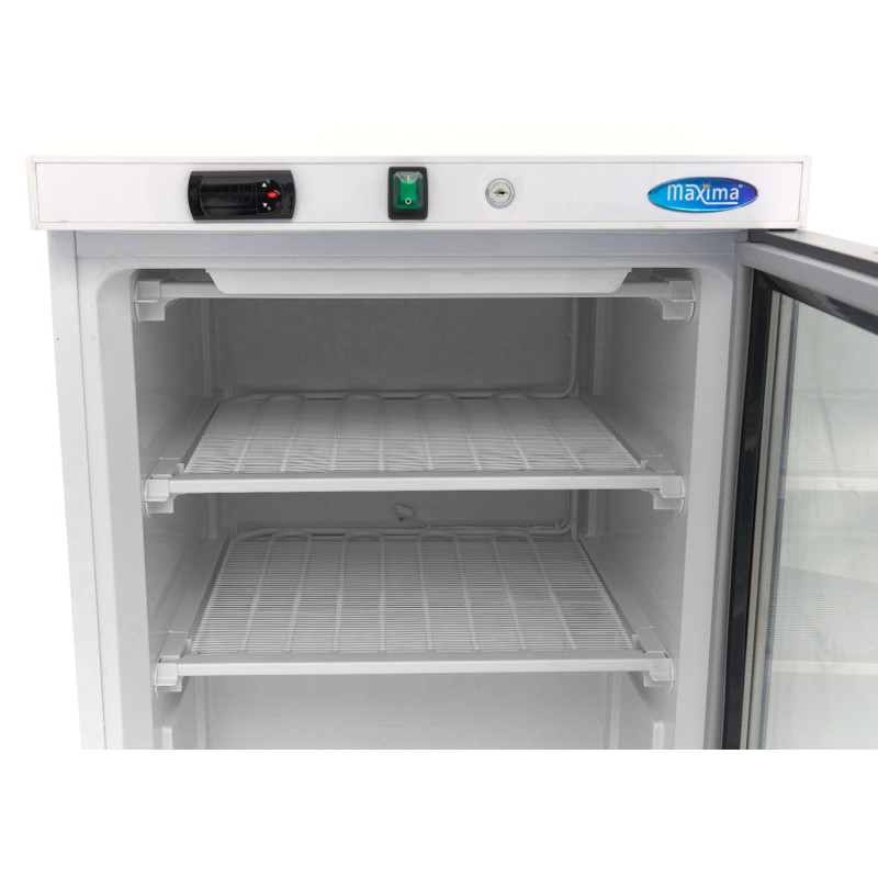 Maxima - Congélateur - 200L - Blanc - avec Porte en Verre