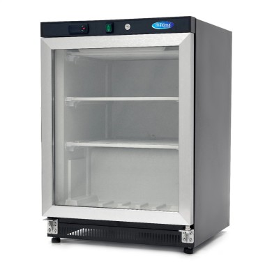 Maxima - Congélateur - 200L - Noir - avec Porte en Verre