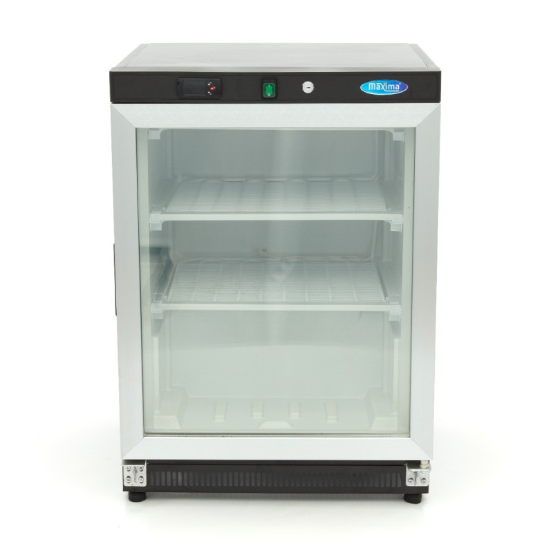 Maxima - Congélateur - 200L - Noir - avec Porte en Verre