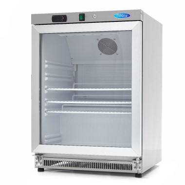 Maxima - Réfrigérateur - 200L - Acier inoxydable - avec porte en verre