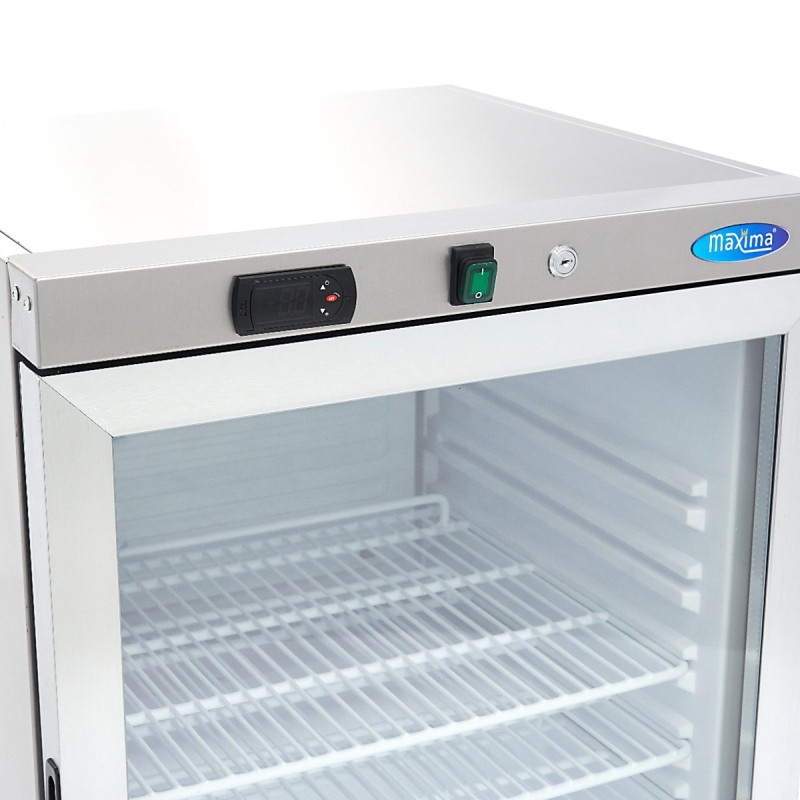 Maxima - Réfrigérateur - 200L - Acier inoxydable - avec porte en verre