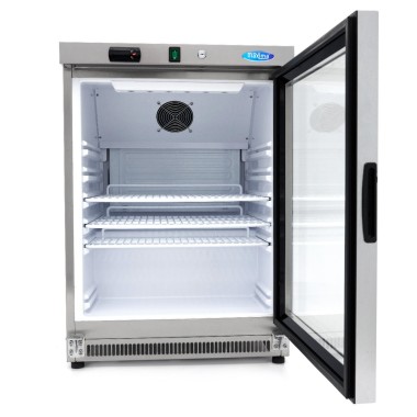 Maxima - Réfrigérateur - 200L - Acier inoxydable - avec porte en verre
