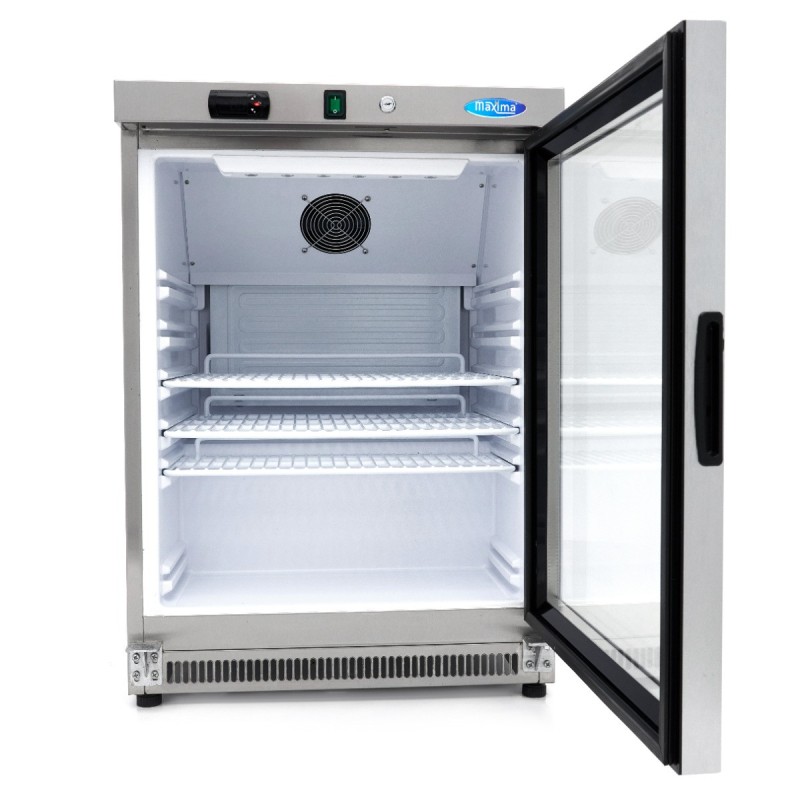 Maxima - Réfrigérateur - 200L - Acier inoxydable - avec porte en verre