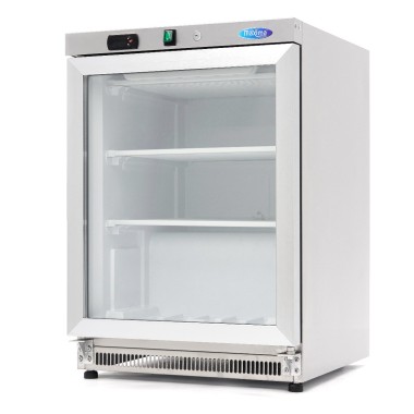 Maxima - Congélateur - 200 L - en acier inoxydable - avec porte en verre