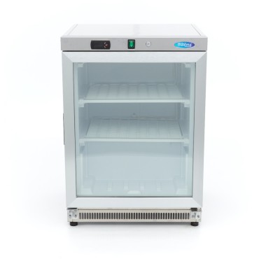 Maxima - Congélateur - 200 L - en acier inoxydable - avec porte en verre