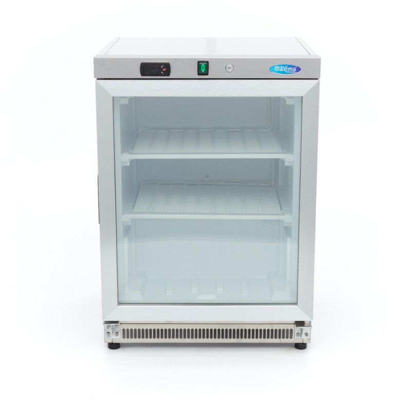 Maxima - Congélateur - 200 L - en acier inoxydable - avec porte en verre