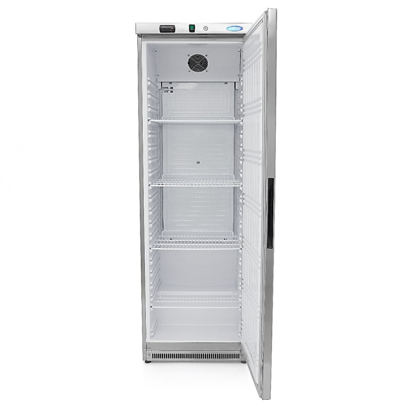 Maxima - Réfrigérateur - 400L - 4 étagères ajustables - Acier inoxydable