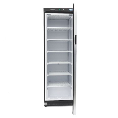 Maxima - Congélateur - 400L - Noir - avec porte en verre