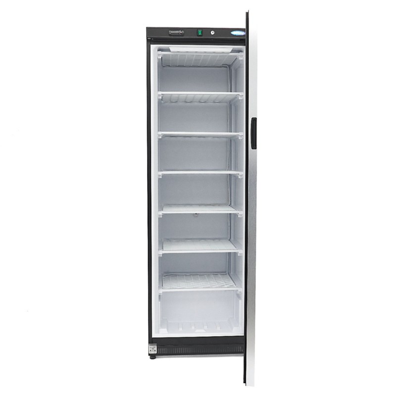 Maxima - Congélateur - 400L - Noir - avec porte en verre