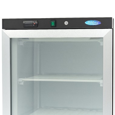 Maxima - Congélateur - 400L - Noir - avec porte en verre