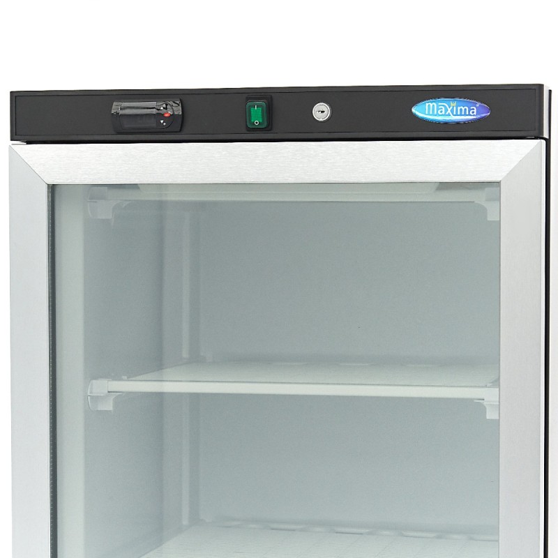 Maxima - Congélateur - 400L - Noir - avec porte en verre