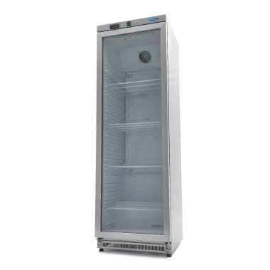 Maxima - Réfrigérateur - 400L - En acier inoxydable - avec porte en verre
