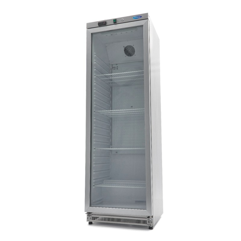 Maxima - Réfrigérateur - 400L - En acier inoxydable - avec porte en verre