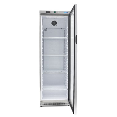 Maxima - Réfrigérateur - 400L - En acier inoxydable - avec porte en verre