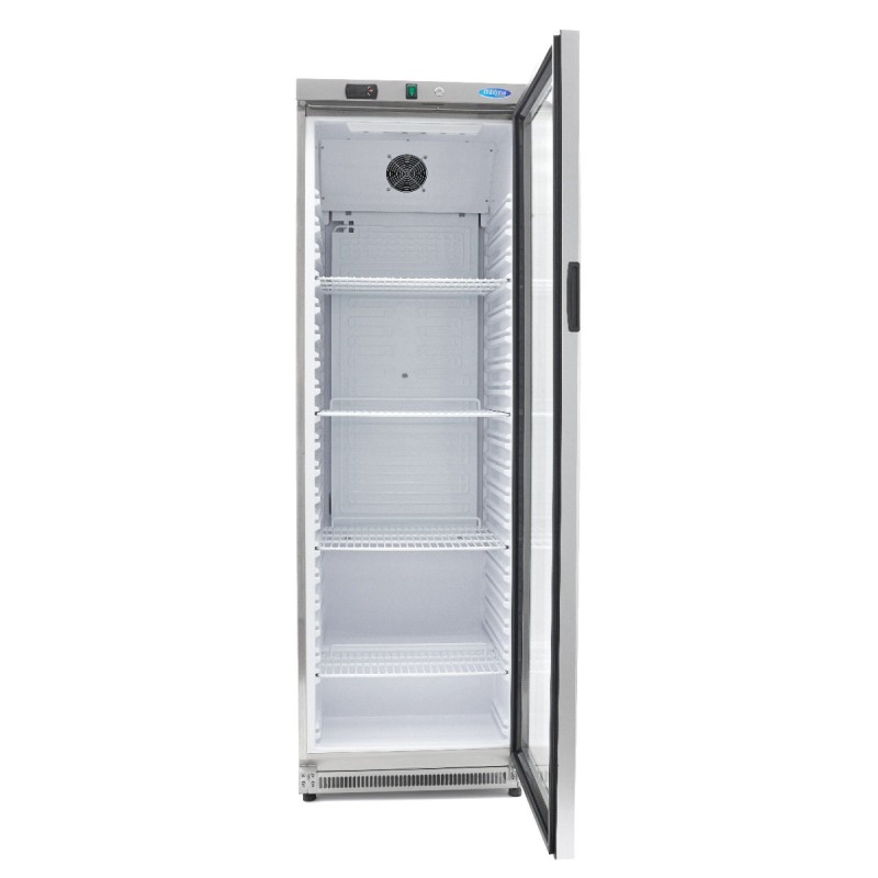 Maxima - Réfrigérateur - 400L - En acier inoxydable - avec porte en verre