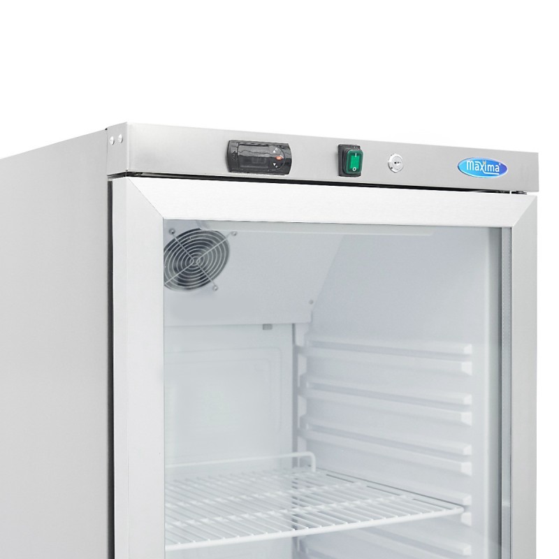 Maxima - Réfrigérateur - 400L - En acier inoxydable - avec porte en verre